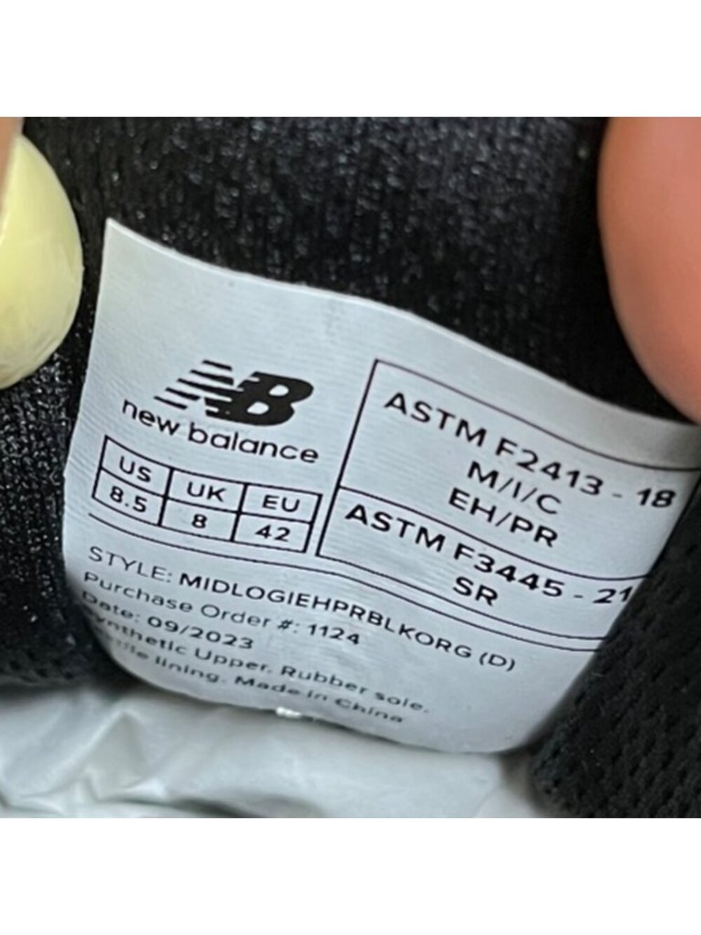 New Balance Logic EH Mens Size 8.5 Black White Composite Toe Safety Work Shoes - Picture 11 of 12